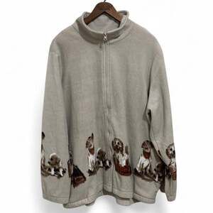 Vintage Blair Puppy Dog Print Full Zip Fleece Jacket 2XL